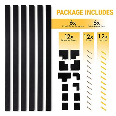 Church Supply 6-Cable Concealer On-Wall Cable Management Raceway Kit
