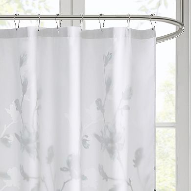 Madison Park Sylvan Floral Printed Burnout Shower Curtain