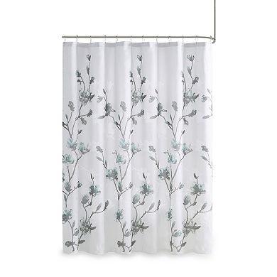 Madison Park Sylvan Floral Printed Burnout Shower Curtain