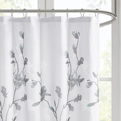 Madison Park Sylvan Floral Printed Burnout Shower Curtain