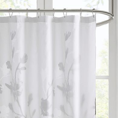 Madison Park Sylvan Floral Printed Burnout Shower Curtain