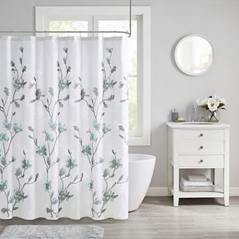Madison Park Sylvan Floral Printed Burnout Shower Curtain