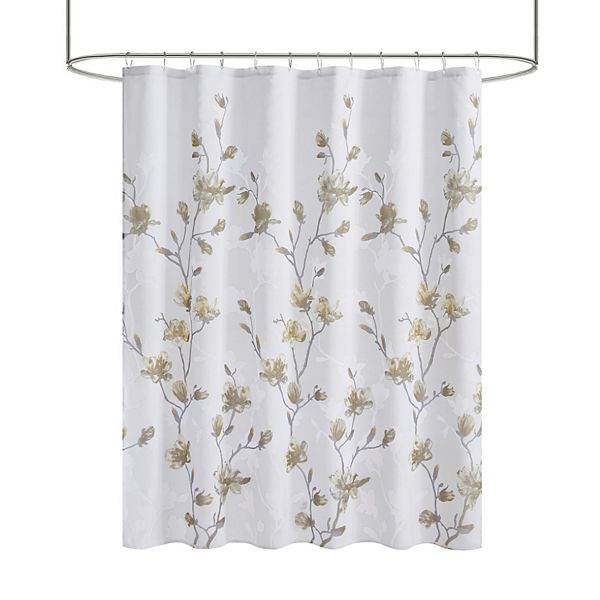 Madison Park Sylvan Floral Printed Burnout Shower Curtain