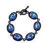 1928 Simulated Sapphire Faceted Oval Toggle Bracelet