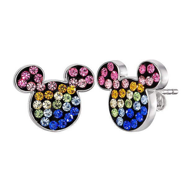 Disney Two Tone Mickey and Minnie Mouse Sterling Silver Pave Set Cubic Zirconia Ring - Size 7