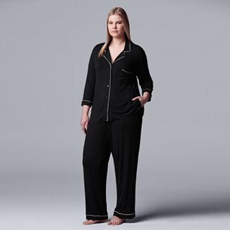 Plus Size Women's Simply Vera Vera Wang Basic Luxury Notch Pajama Set