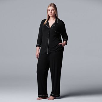 Plus Size Women's Simply Vera Vera Wang Basic Luxury Notch Pajama Set