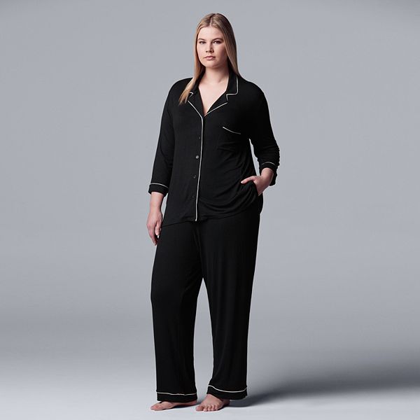 Plus Size Women s Simply Vera Vera Wang Basic Luxury Notch Pajama Set