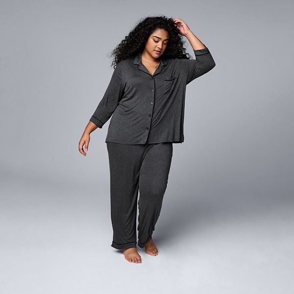 Plus Size Women's Simply Vera Vera Wang Basic Luxury Notch