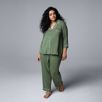Plus Size Women's Simply Vera Vera Wang Basic Luxury Notch Pajama Set