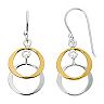 Primavera 24k Gold Over Sterling Silver Double Ring Drop Earrings
