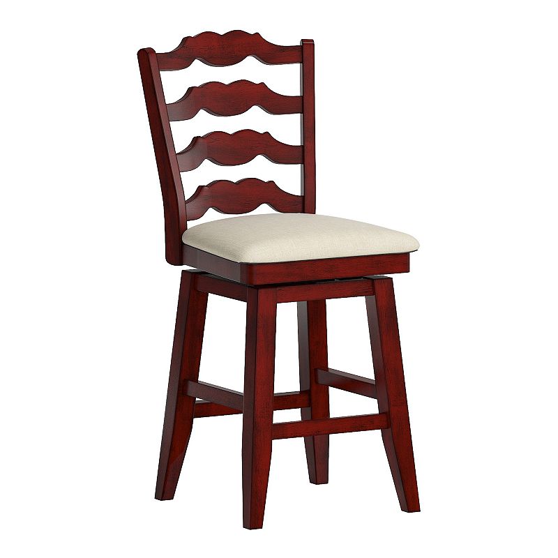 HomeVance Zackery Ladder Back Swivel Dining Chair, Red