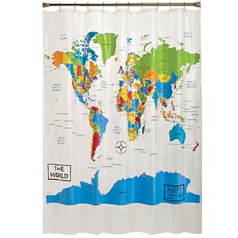 Saturday Knight, Ltd. The World PEVA Shower Curtain