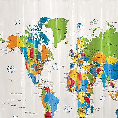 Saturday Knight, Ltd. The World PEVA Shower Curtain