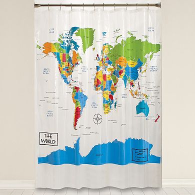 Saturday Knight, Ltd. The World PEVA Shower Curtain