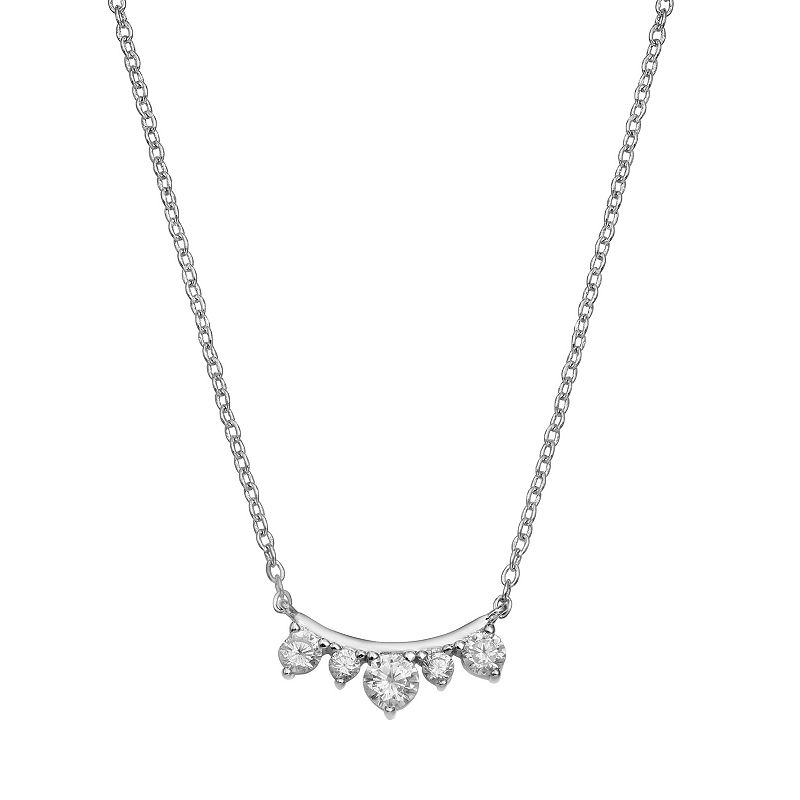 PRIMROSE Sterling Silver Cubic Zirconia Curved Bar Necklace, Womens, Size