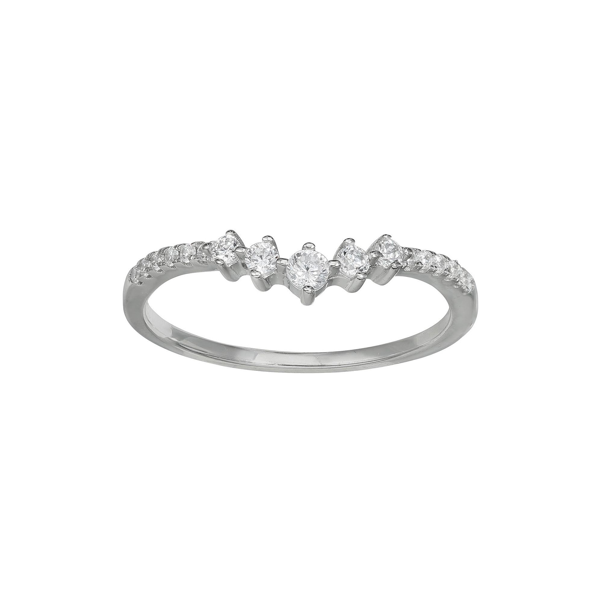 PRIMROSE Sterling Silver Graduated Cubic Zirconia Ring, Womens, Size: 7