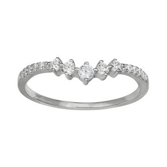 PRIMROSE Sterling Silver Graduated Cubic Zirconia Ring