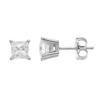 Radiant Fire 14k White Gold Lab-Created Moissanite Stud Earrings