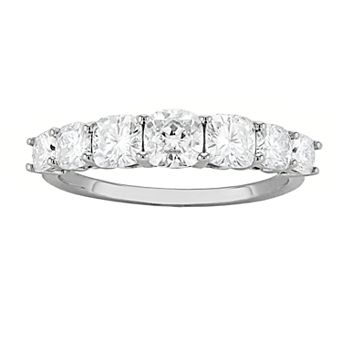 Radiant Fire 14k White Gold Lab-Created Moissanite Wedding Band