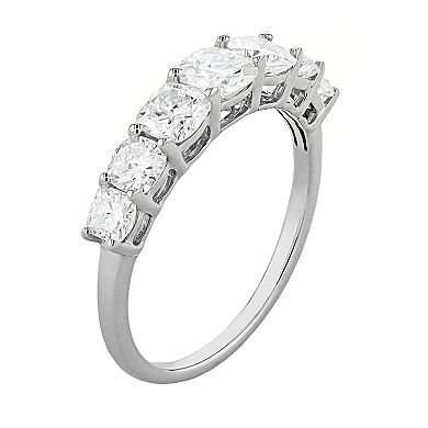 Radiant Fire 14k White Gold Lab-Created Moissanite Wedding Band