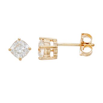 Radiant Fire 14k Gold 3/4 Carat T.W. Lab-Created Moissanite Cushion Stud Earrings