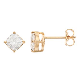 Radiant Fire 14k Gold 1 3/4 Carat T.W. Lab-Created Moissanite Cushion Stud Earrings