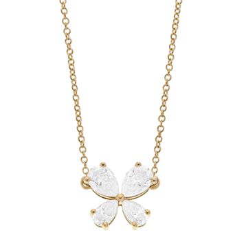 Radiant Fire 14k Gold Lab-Created Moissanite Butterfly Pendant Necklace