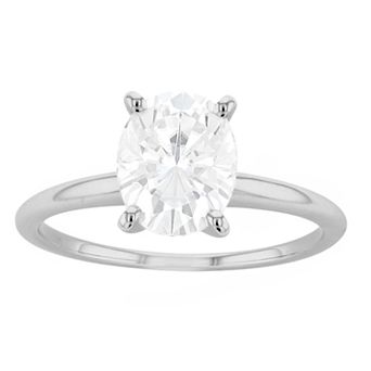 Radiant Fire 14k White Gold Oval Cut Lab-Created Moissanite Solitare Ring