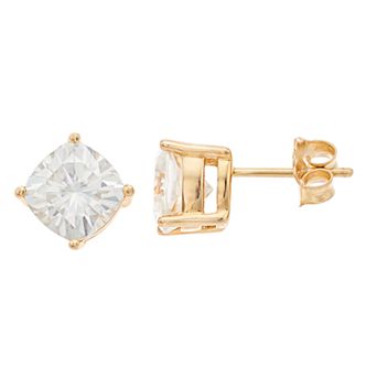 Radiant Fire 14k Gold 3.5 Carat T.W. Lab-Created Moissanite Cushion Stud Earrings