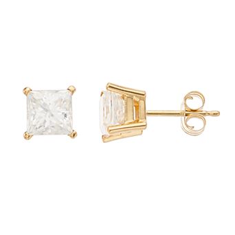 Radiant Fire 14k Gold Lab-Created Moissanite Stud Earrings