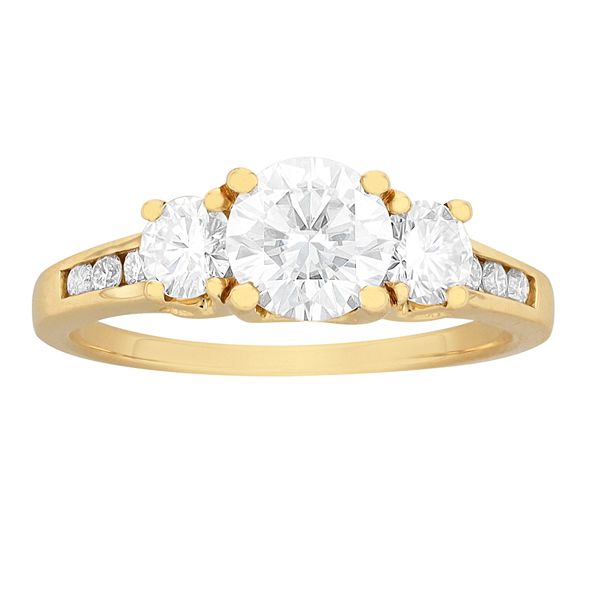 Radiant Fire 14k Gold 3-Stone Lab-Created Moissanite Engagement Ring