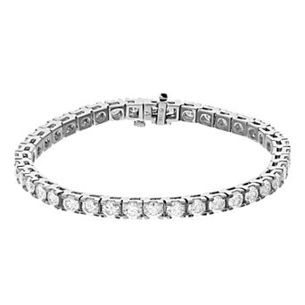 Radiant Fire 14k White Gold Lab-Created Moissanite Tennis Bracelet