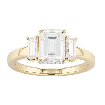 Radiant Fire 14k Gold 3-Stone Lab-Created Moissanite Engagement Ring