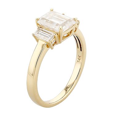 Radiant Fire 14k Gold 3-Stone Lab-Created Moissanite Engagement Ring