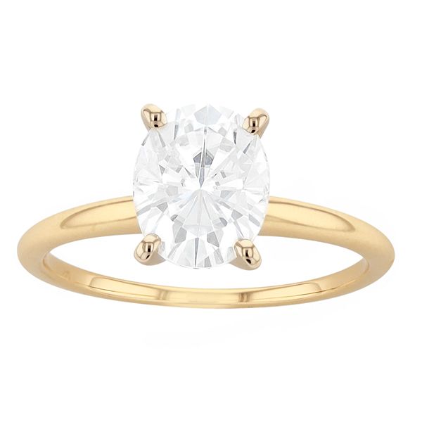 Radiant Fire 14k Gold Oval Lab-Created Moissanite Solitaire Ring