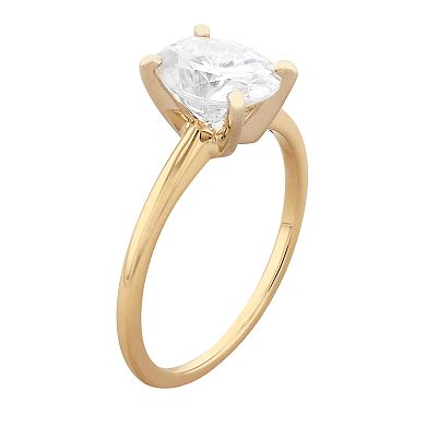 Radiant Fire 14k Gold Oval Lab-Created Moissanite Solitaire Ring