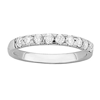 Radiant Fire 14k White Gold Lab-Created Moissanite Wedding Band