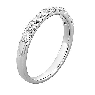 Radiant Fire 14k White Gold Lab-Created Moissanite Wedding Band