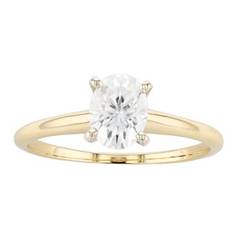 Radiant Fire 14k Gold Oval Lab-Created Moissanite Solitaire Engagement Ring