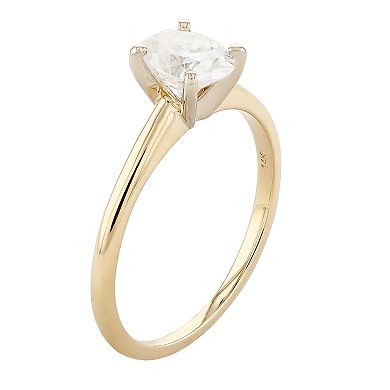 Radiant Fire 14k Gold Oval Lab-Created Moissanite Solitaire Engagement Ring