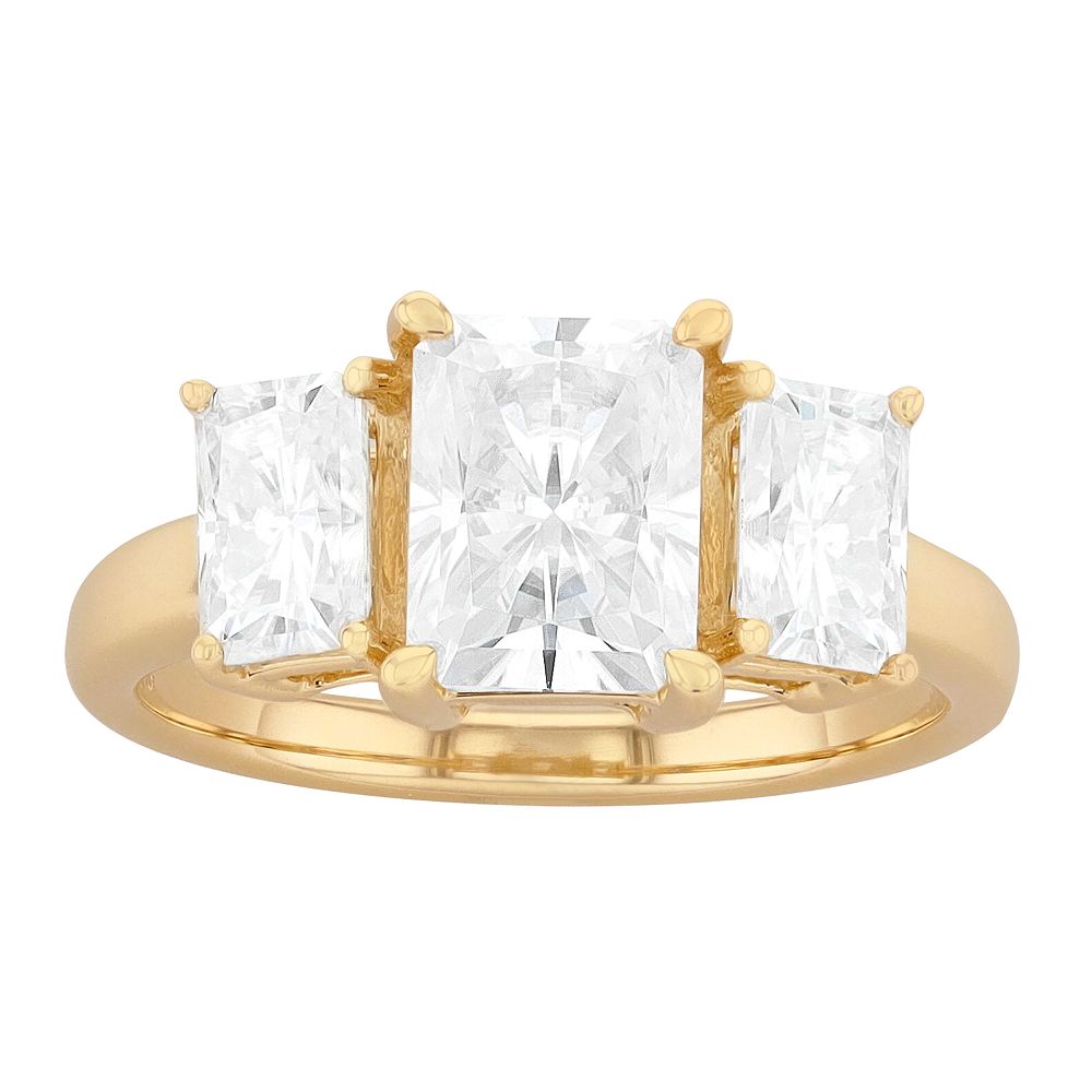 Radiant Fire 14k Gold LabCreated Moissanite 3Stone Engagement Ring