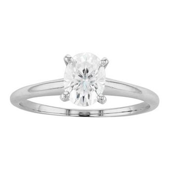 Radiant Fire 14K White Gold Oval Moissanite Solitaire Ring