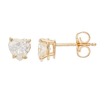 Radiant Fire 14k Gold Lab-Created Moissanite Heart Stud Earrings