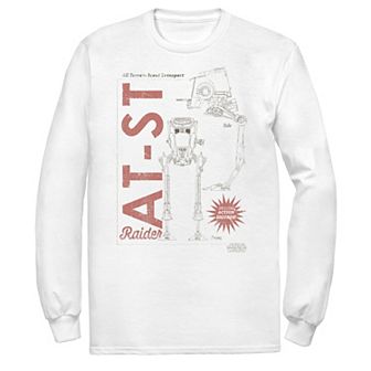 Men's Star Wars The Mandalorian AT-ST Action Figure Long Sleeve Graphic Tee