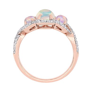 Stella Grace 10K Rose Gold 1/3 Carat T.W. Diamond & Opal Fashion Ring