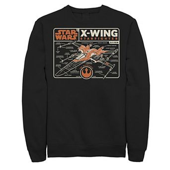 Men's Star Wars The Rise of Skywalker X-Wing Schematic Frame Fleece Graphic Top