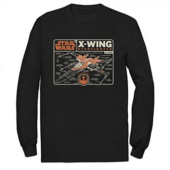 Men's Star Wars The Rise of Skywalker X-Wing Schematic Frame Long Sleeve Graphic Tee