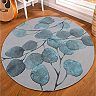 RugSmith Turquoise Ficus Modern Floral Round Area Rug