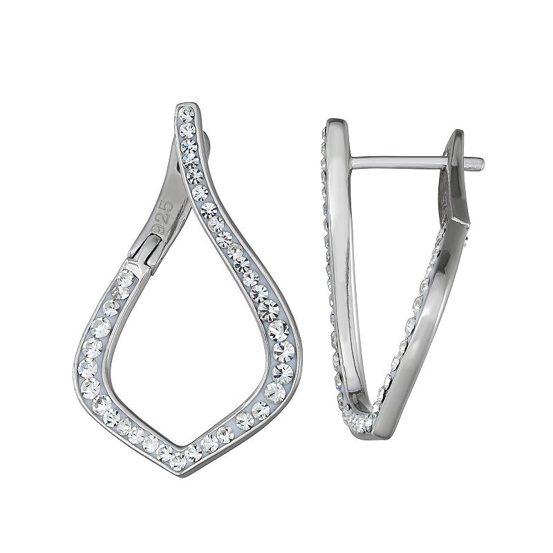 Sterling N Ice Sterling Silver Twist Hoop Earrings with Swarovski Crystal